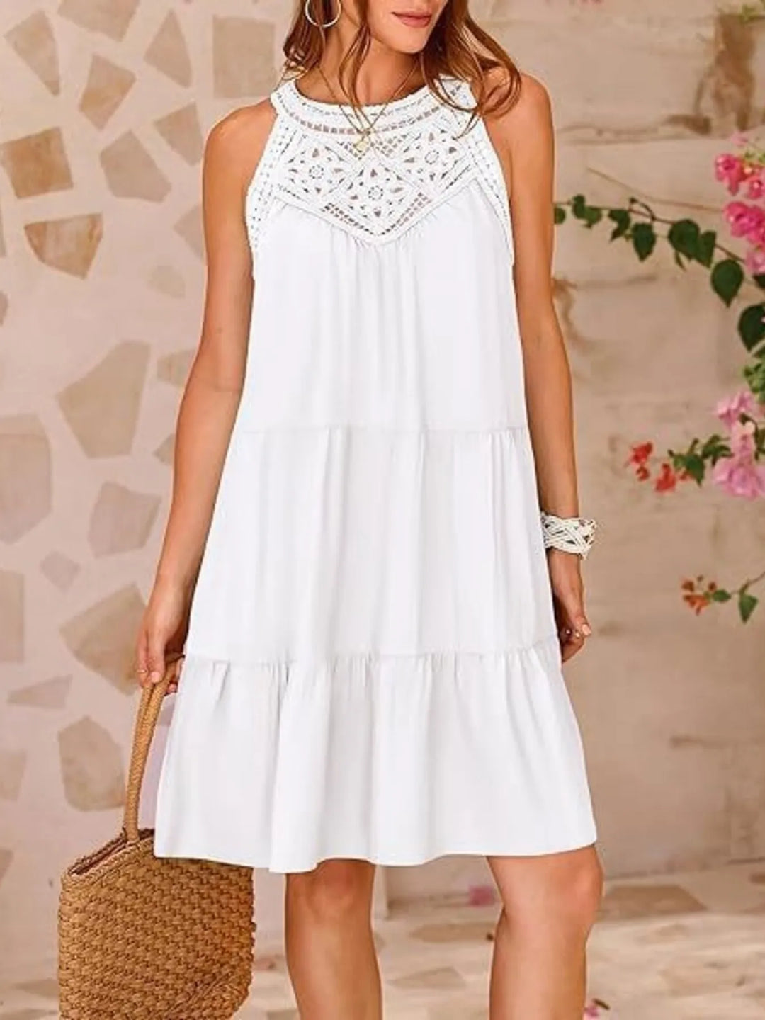 Crochet Lace Tiered Summer Dress - Maka Boho