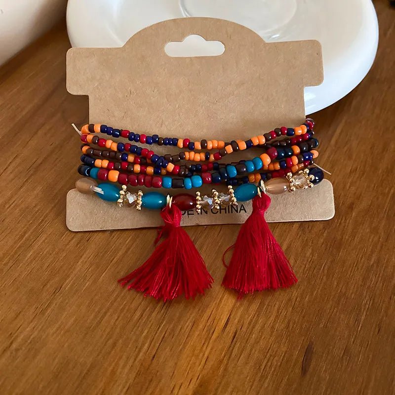 Tassel Rice Bead Bracelet - Maka Boho