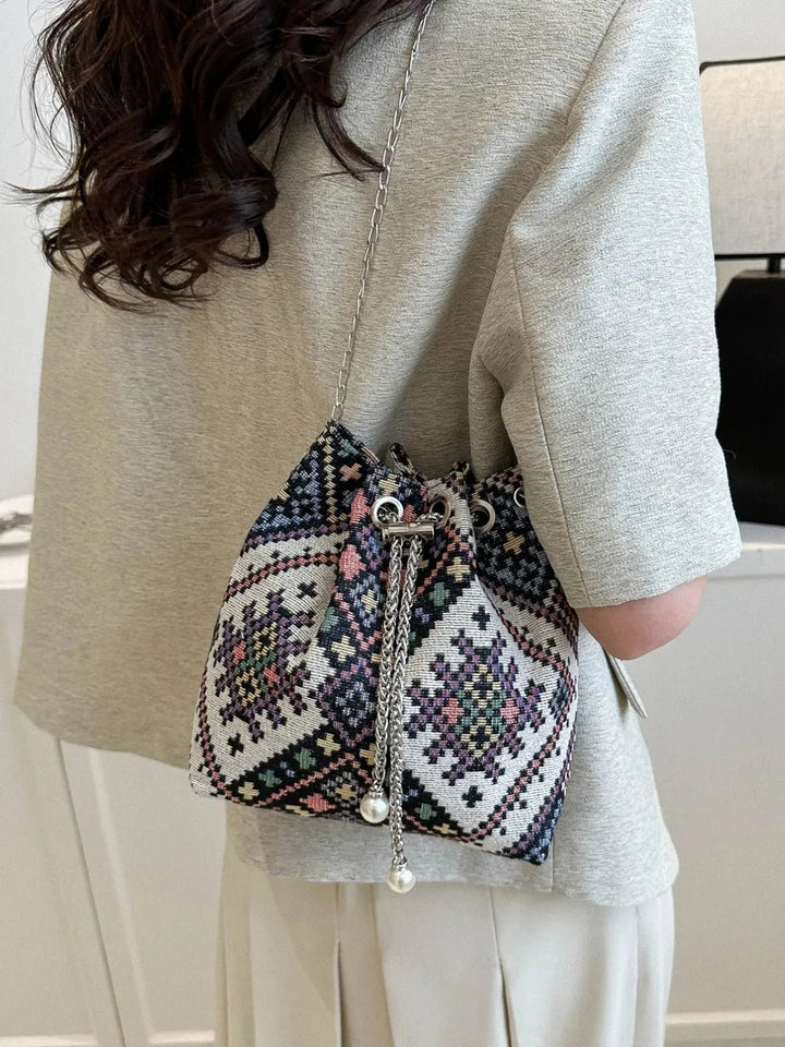Printed Chain Bucket Bag - Maka Boho