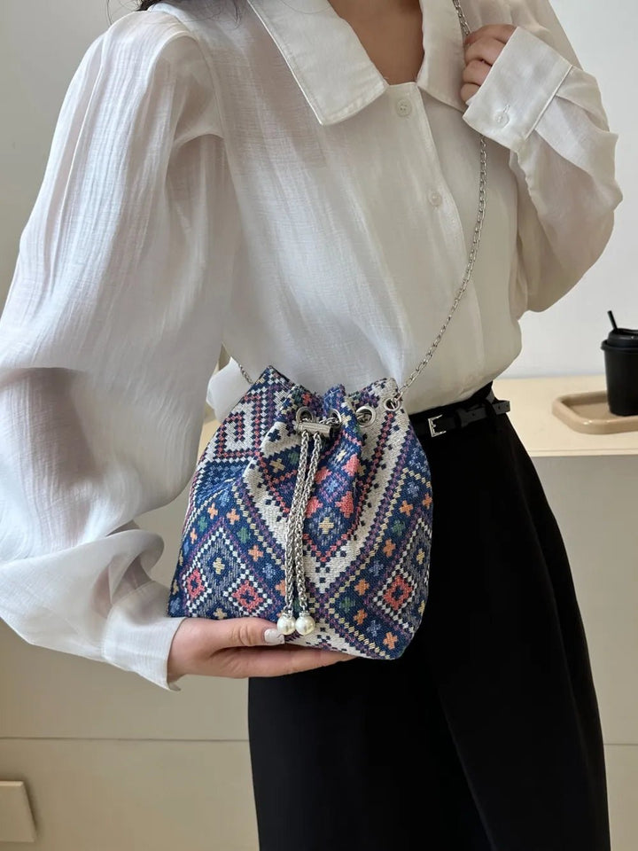 Printed Chain Bucket Bag - Maka Boho