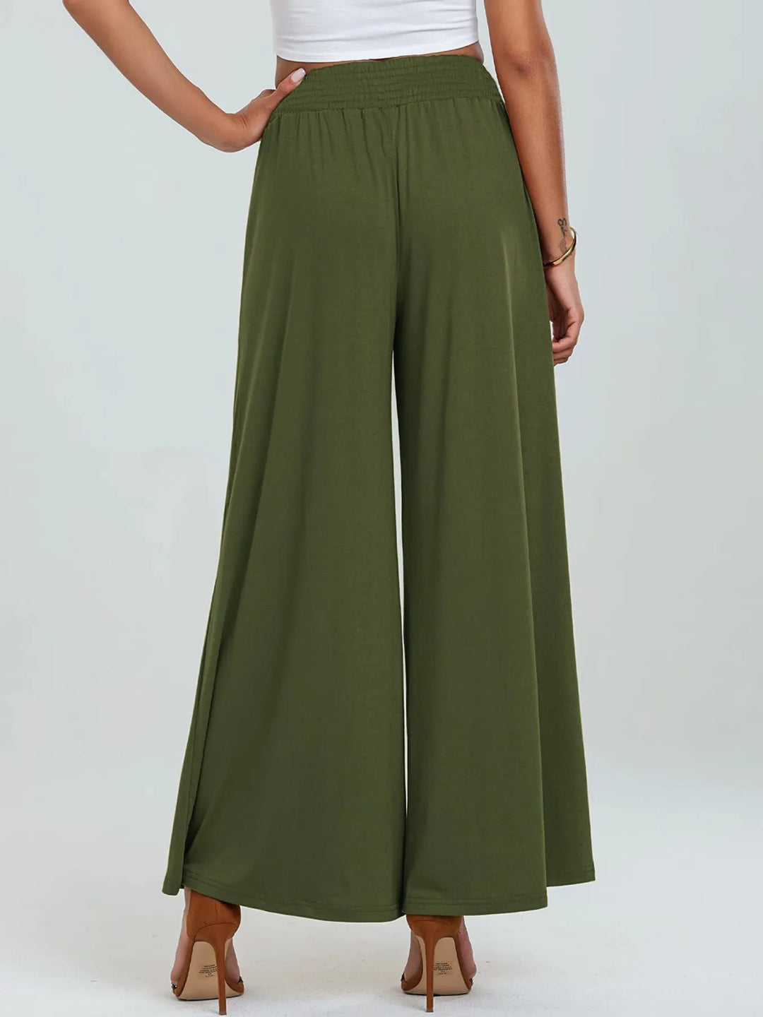 High - Waisted Wide Leg Pants with Pockets - Maka Boho
