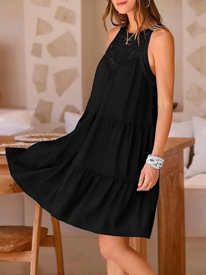 Crochet Lace Tiered Summer Dress - Maka Boho