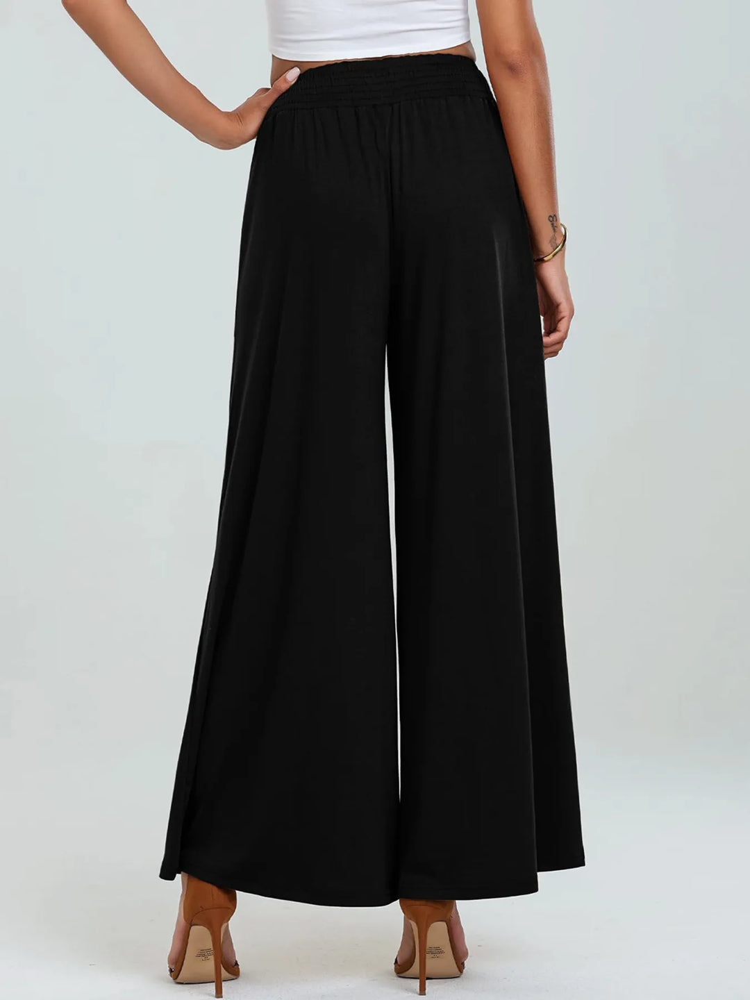 High - Waisted Wide Leg Pants with Pockets - Maka Boho