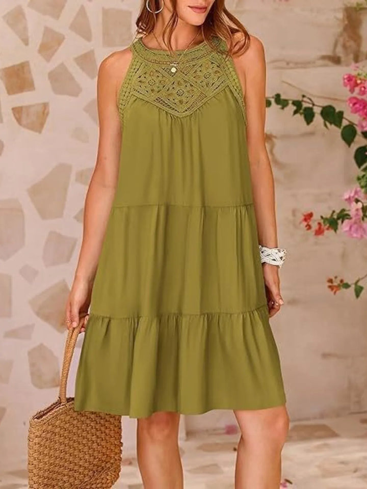 Crochet Lace Tiered Summer Dress - Maka Boho