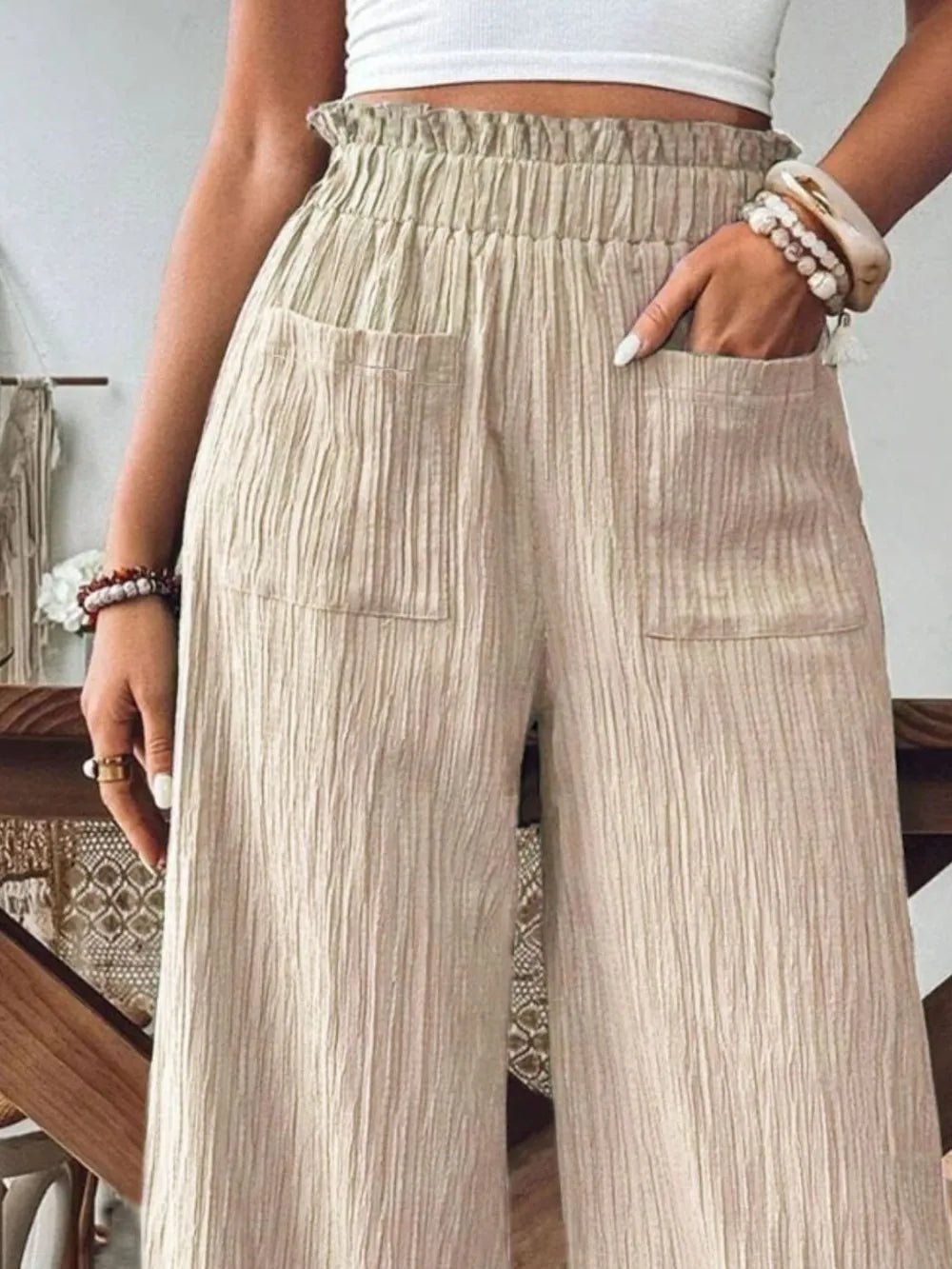 Frill Wide Leg Pants - Maka Boho