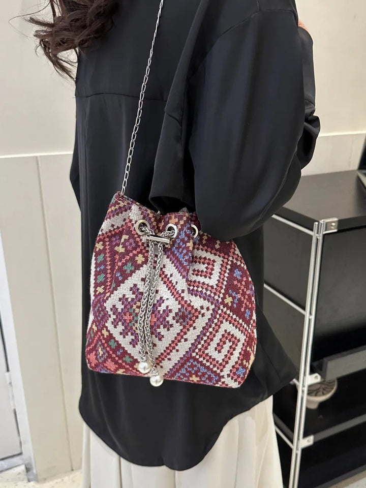 Printed Chain Bucket Bag - Maka Boho