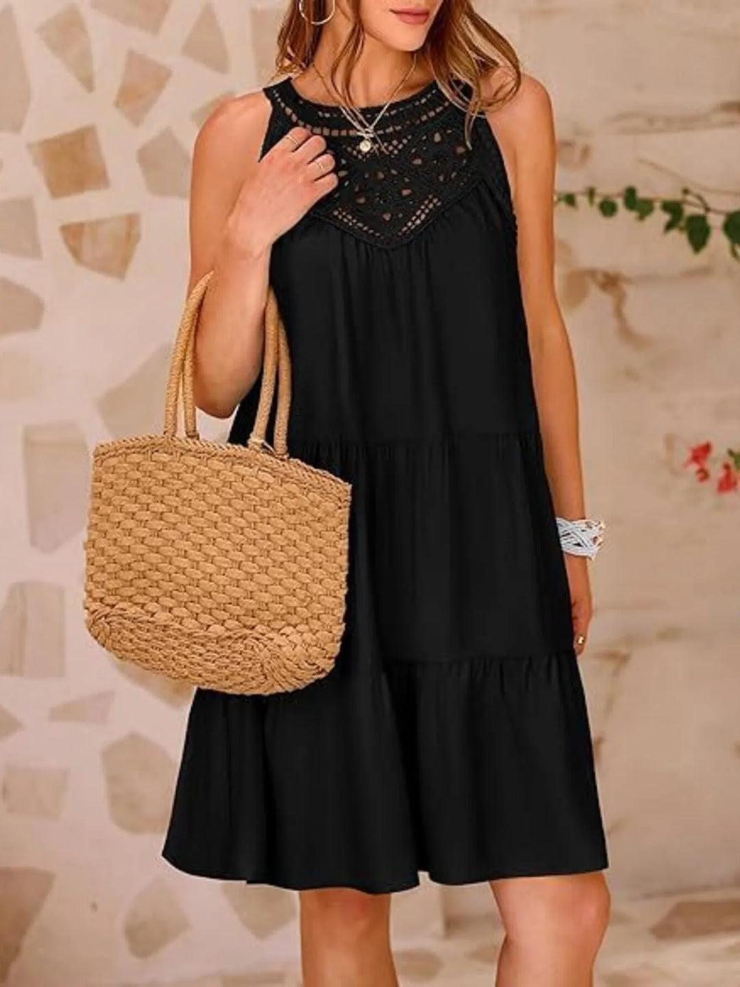Crochet Lace Tiered Summer Dress - Maka Boho