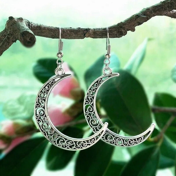 Alloy Cutout Moon Earrings - Maka Boho