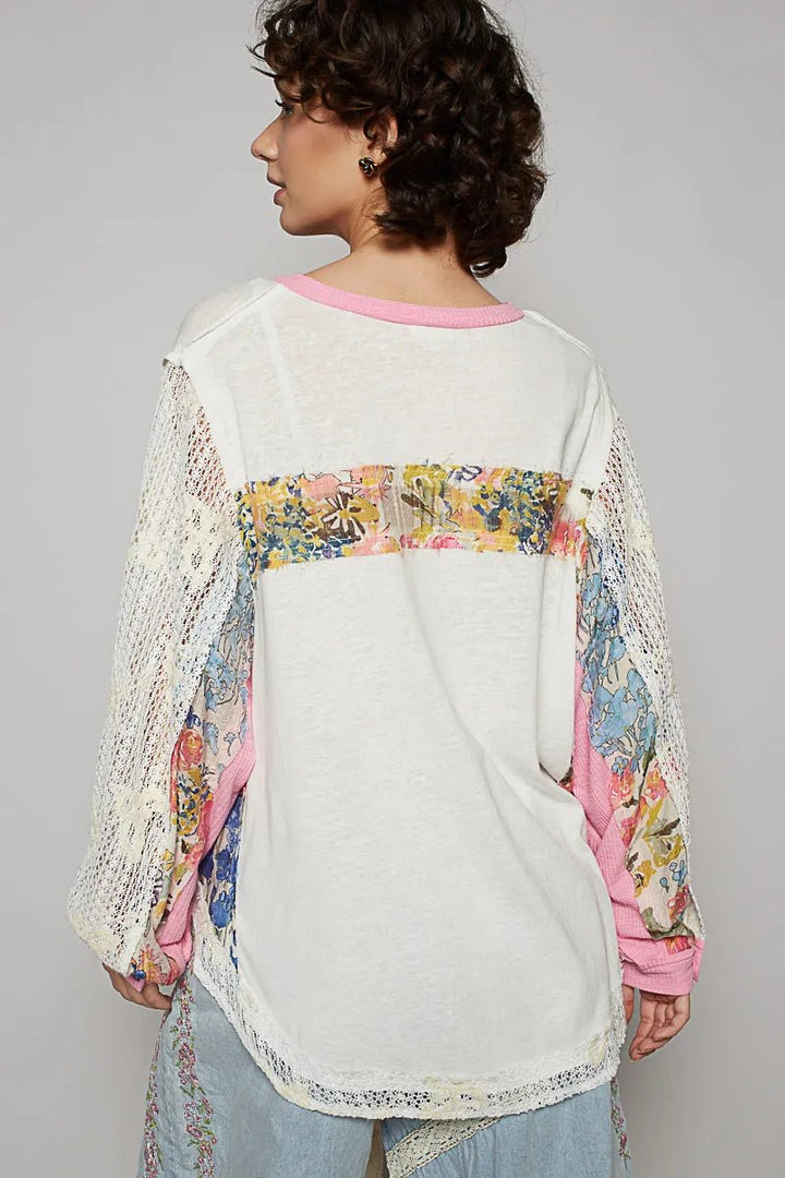 POL Floral Patchwork Blouse - Maka Boho