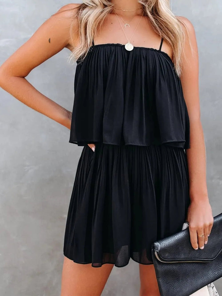 Ruched Spaghetti Strap Romper - Maka Boho