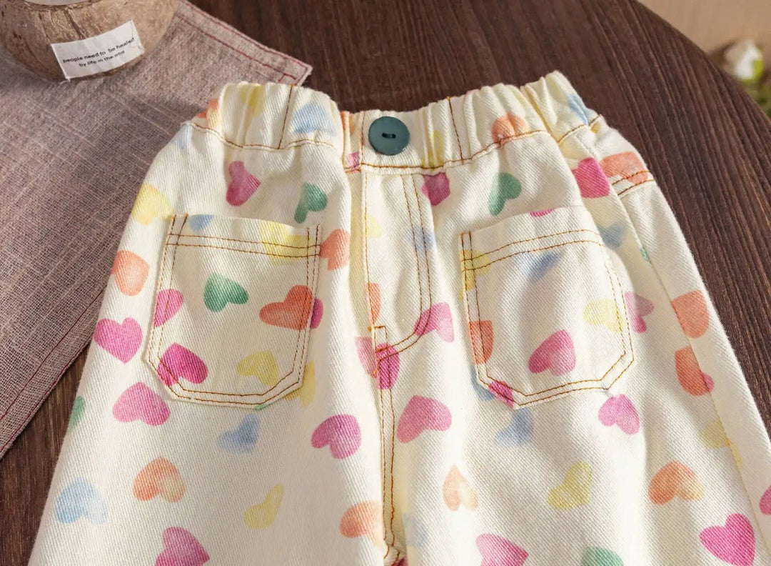 Heart Print Pants - Maka Boho