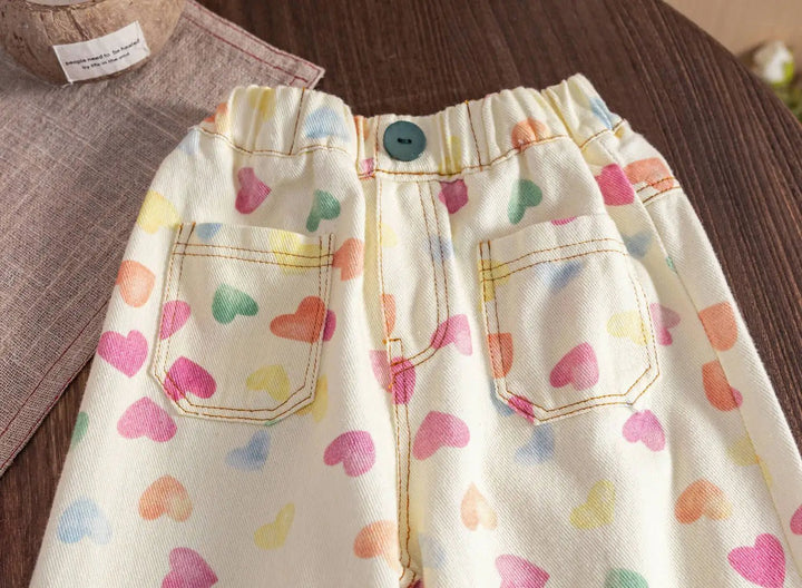 Heart Print Pants - Maka Boho
