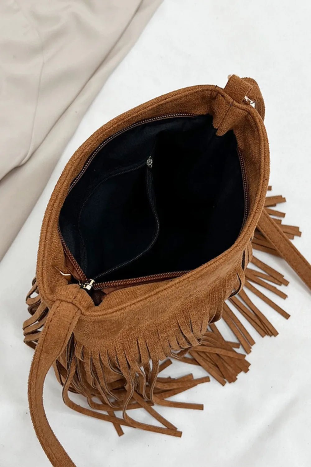 Suede Fringe Shoulder Bag - Maka Boho