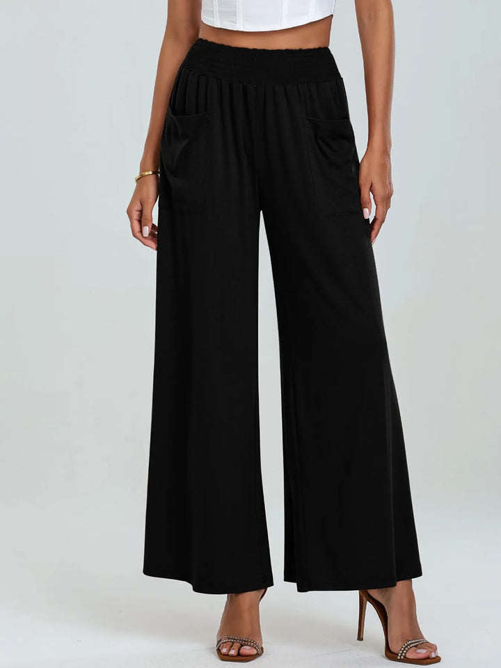 High - Waisted Wide Leg Pants with Pockets - Maka Boho