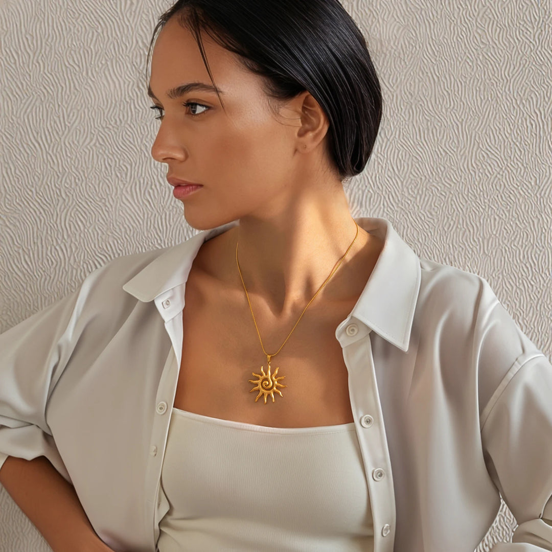 Spiral Sun Necklace - Maka Boho