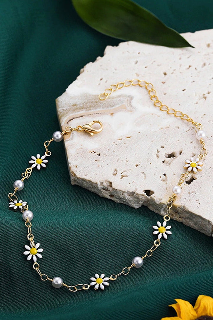 Gold Daisy Chain Anklet - Maka Boho