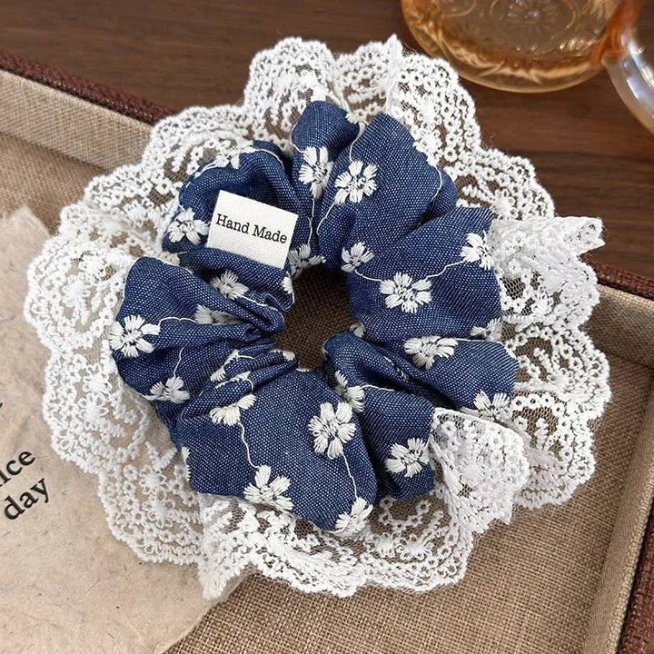 Denim Lace Scrunchie - Maka Boho