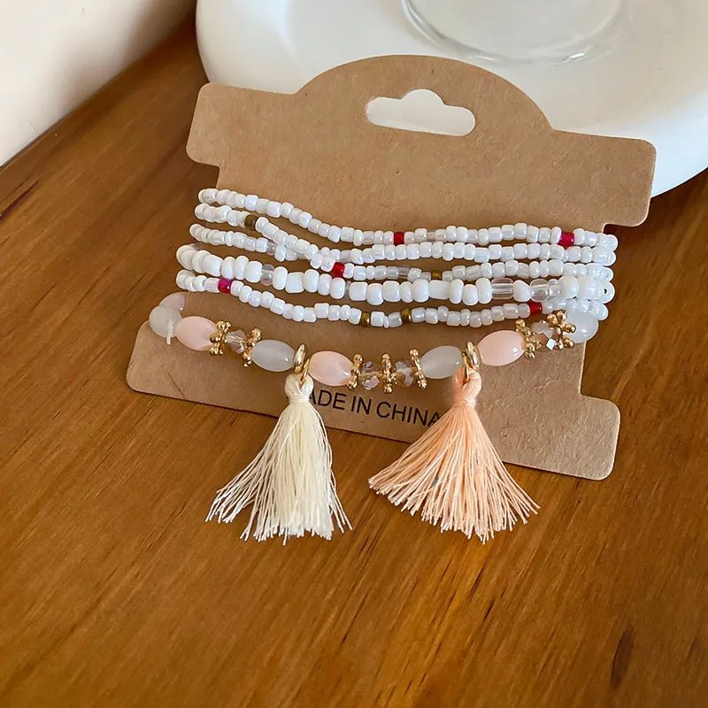 Tassel Rice Bead Bracelet - Maka Boho