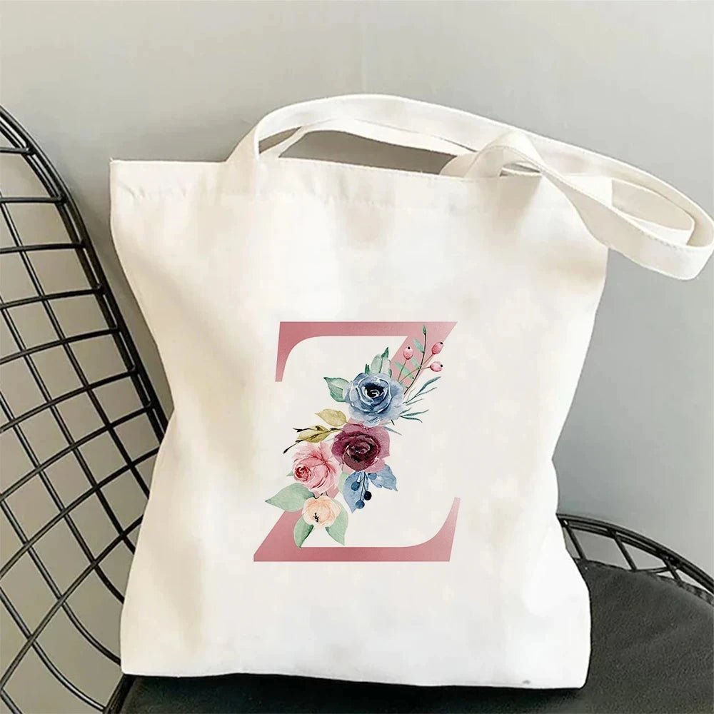 Floral Initial Tote - Maka Boho