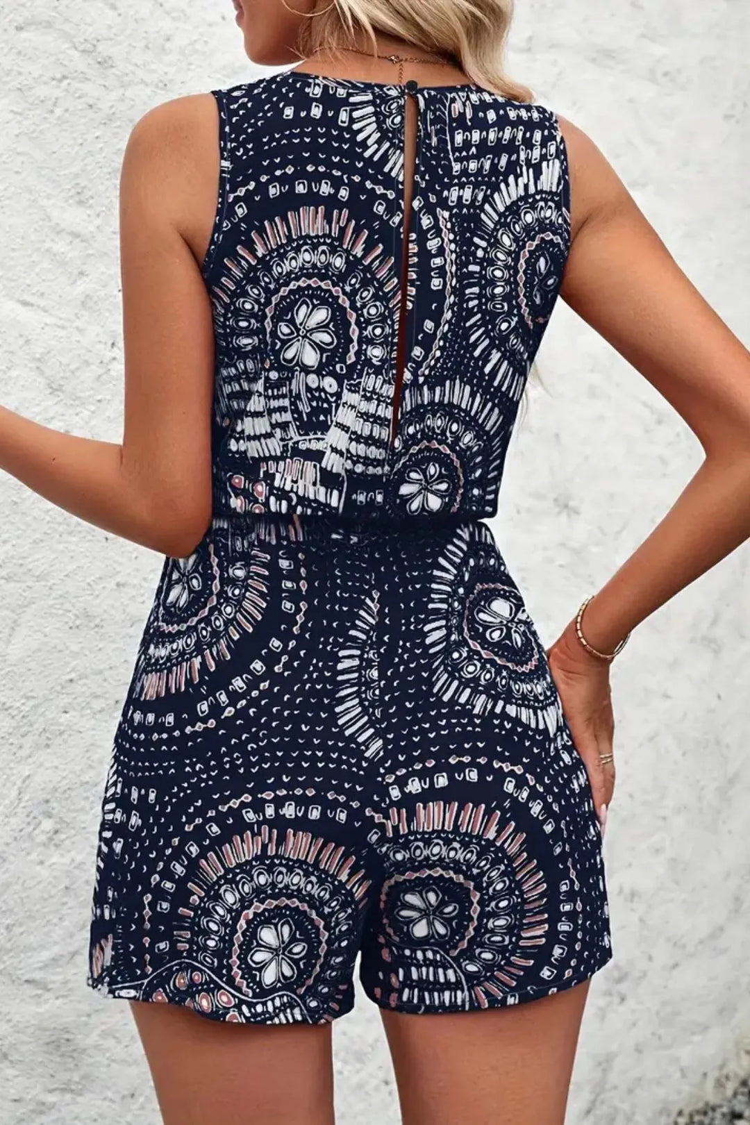 Boho Floral Print Sleeveless Summer Romper - Maka Boho