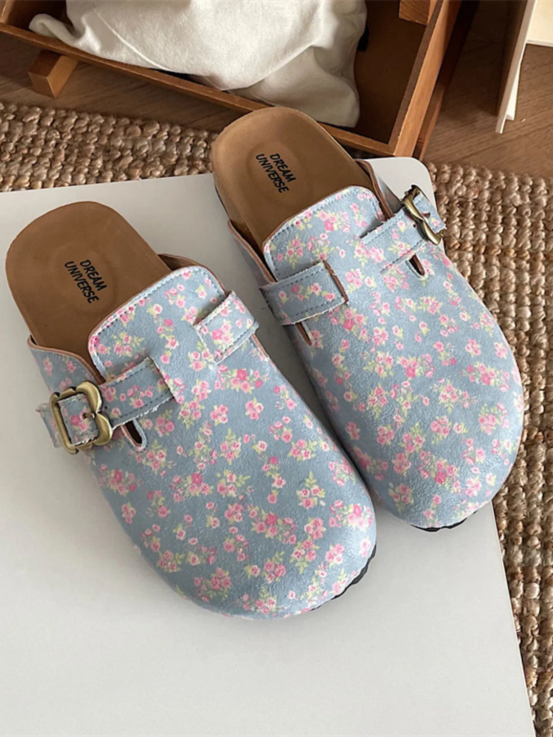 Floral Pattern Round Toe Slip - Ons - Maka Boho