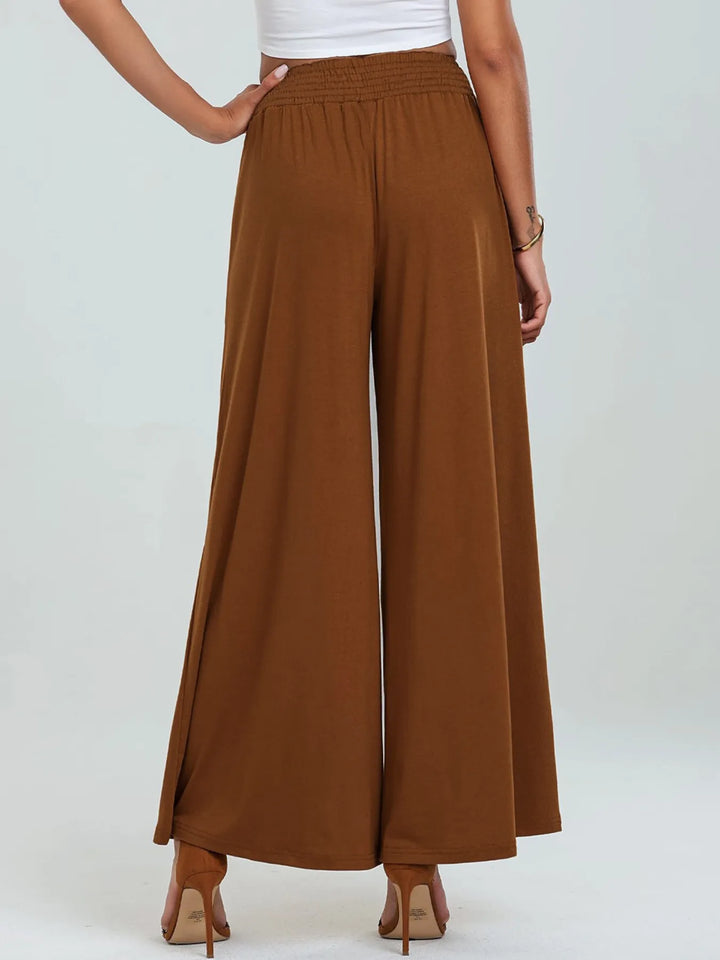High - Waisted Wide Leg Pants with Pockets - Maka Boho