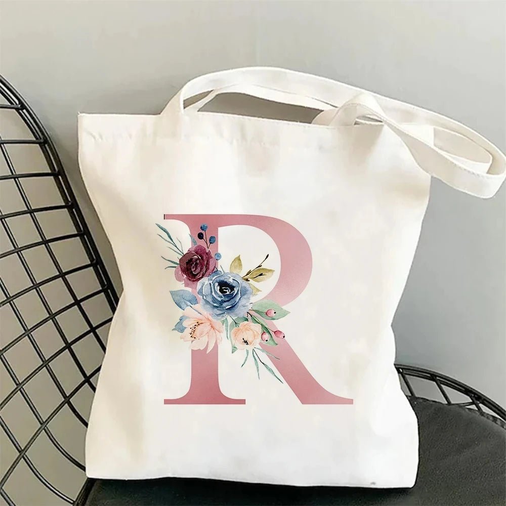 Floral Initial Tote - Maka Boho