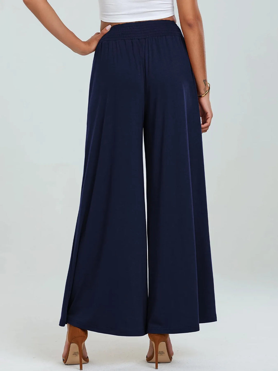 High - Waisted Wide Leg Pants with Pockets - Maka Boho