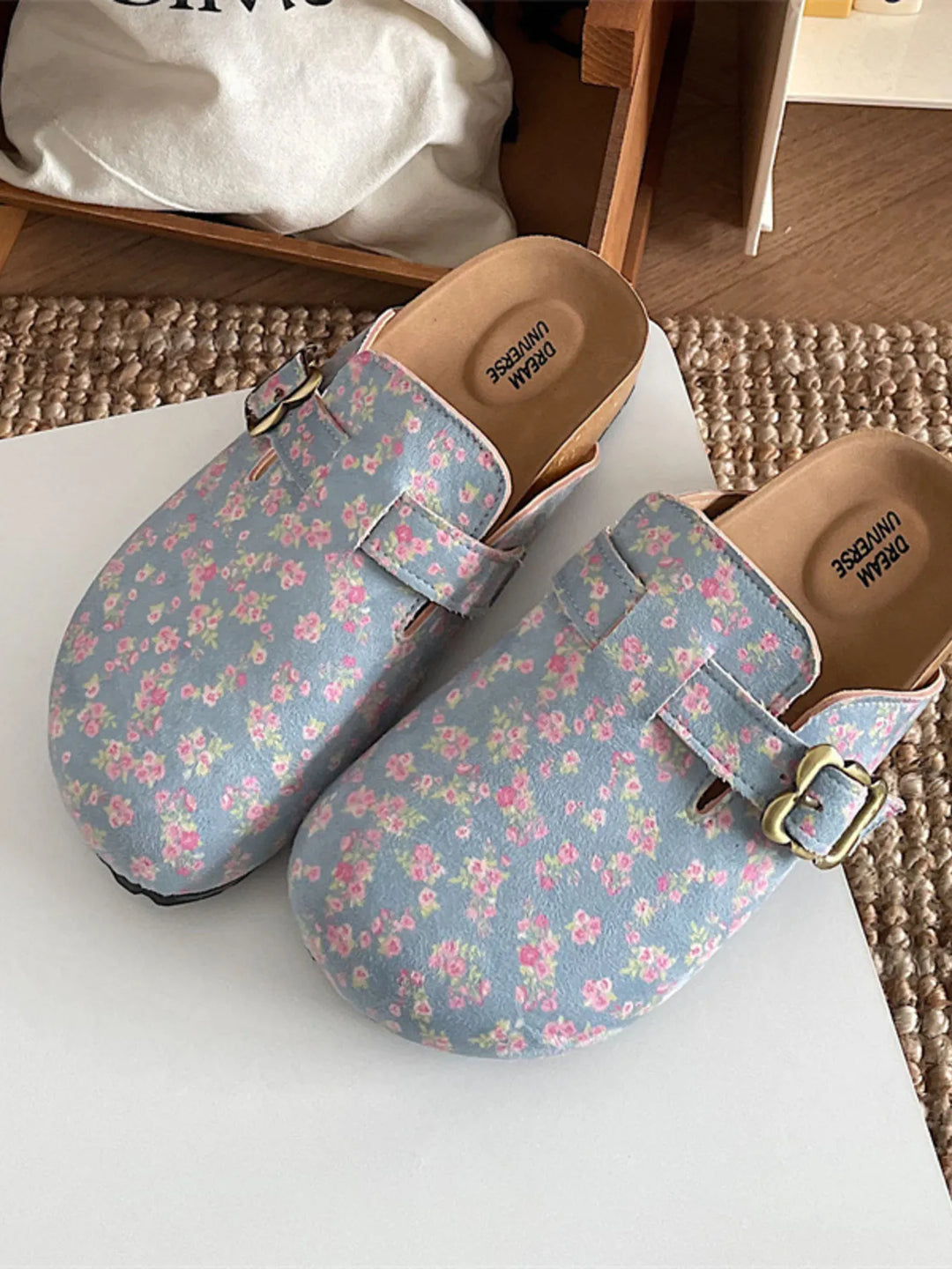 Floral Pattern Round Toe Slip - Ons - Maka Boho