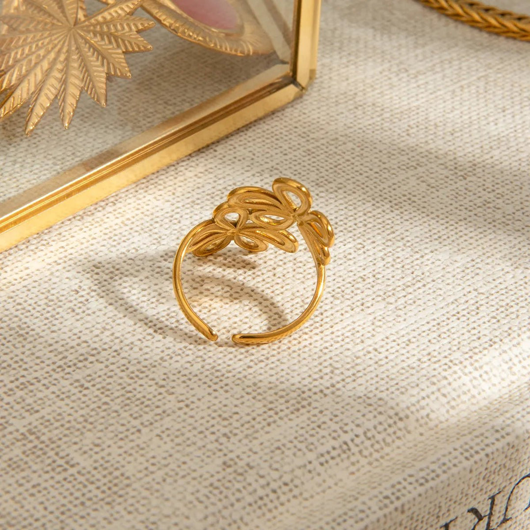 Stainless Steel Flower Ring - Maka Boho