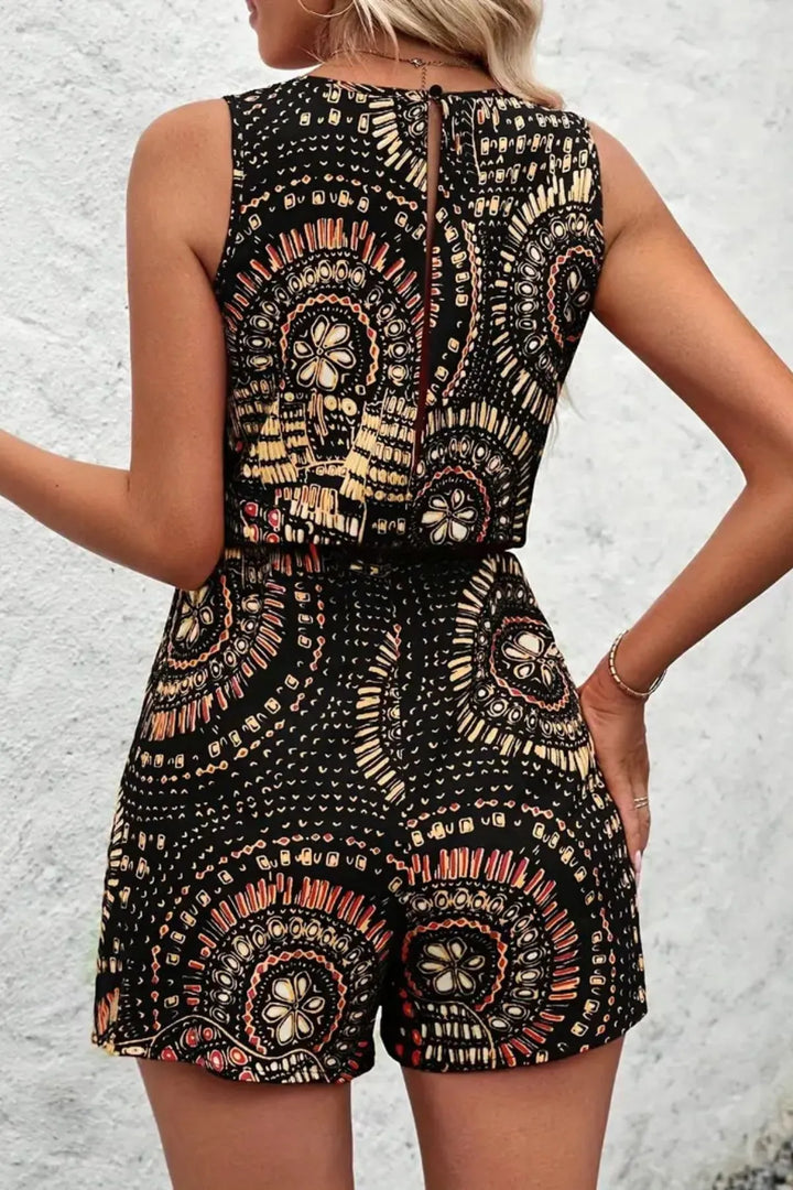 Boho Floral Print Sleeveless Summer Romper - Maka Boho