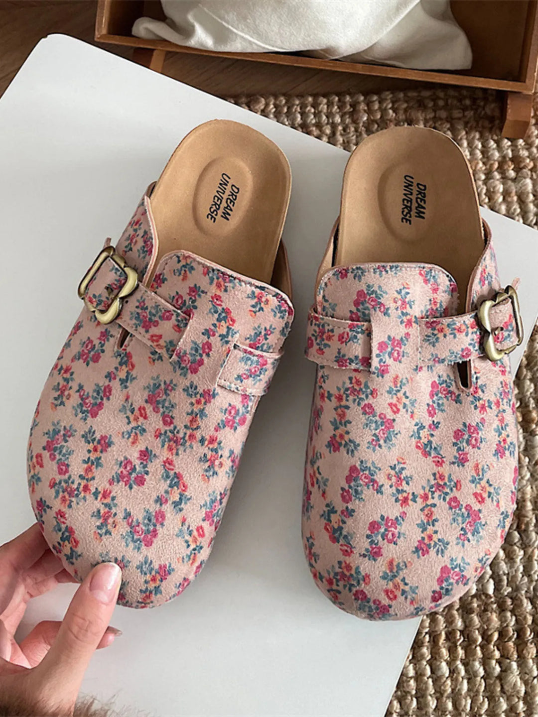 Floral Pattern Round Toe Slip - Ons - Maka Boho