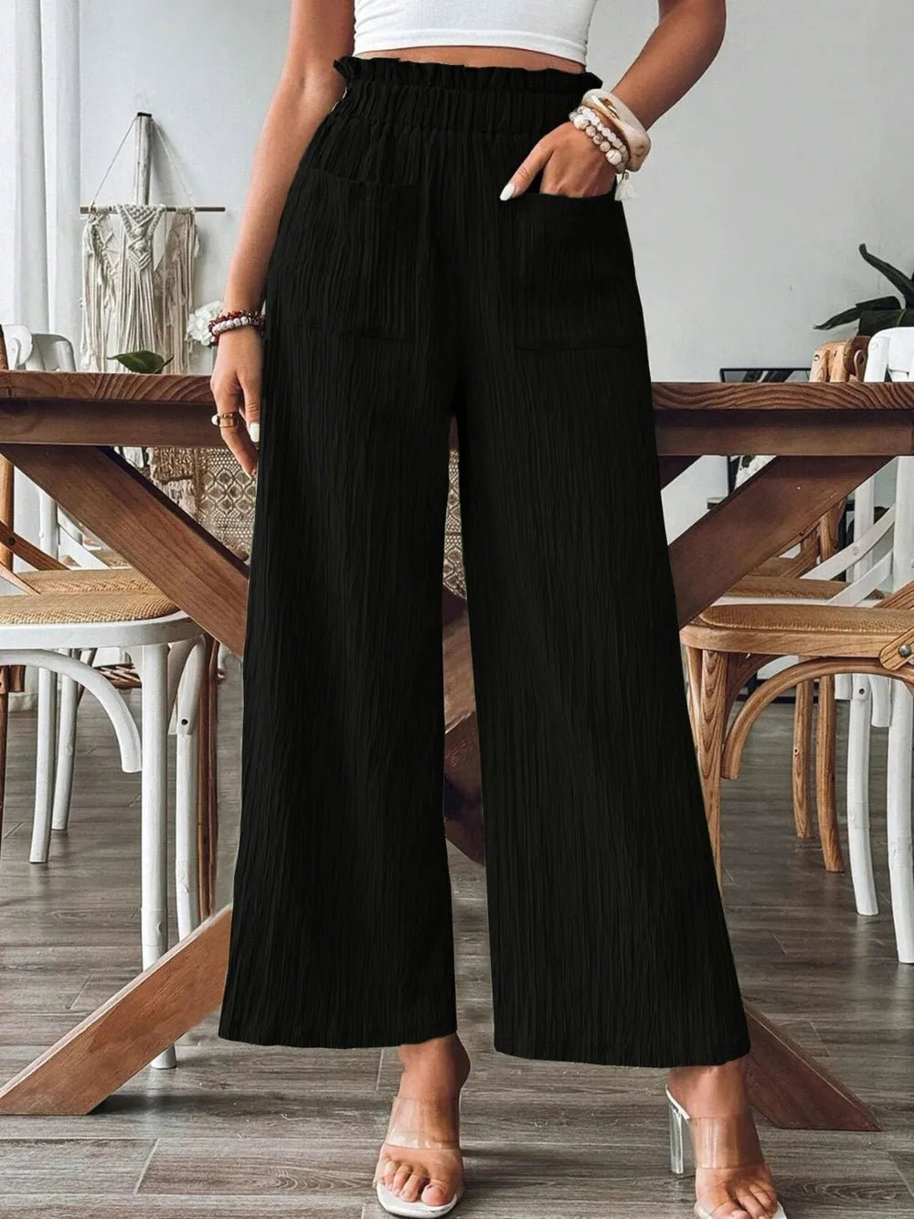 Frill Wide Leg Pants - Maka Boho