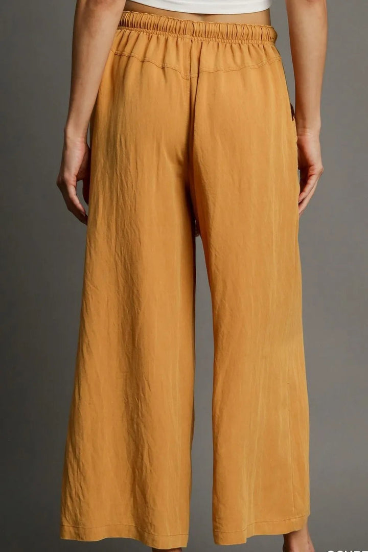 Umgee Full Size Rope Drawstring Wide Leg Pants Plus Size - Maka Boho