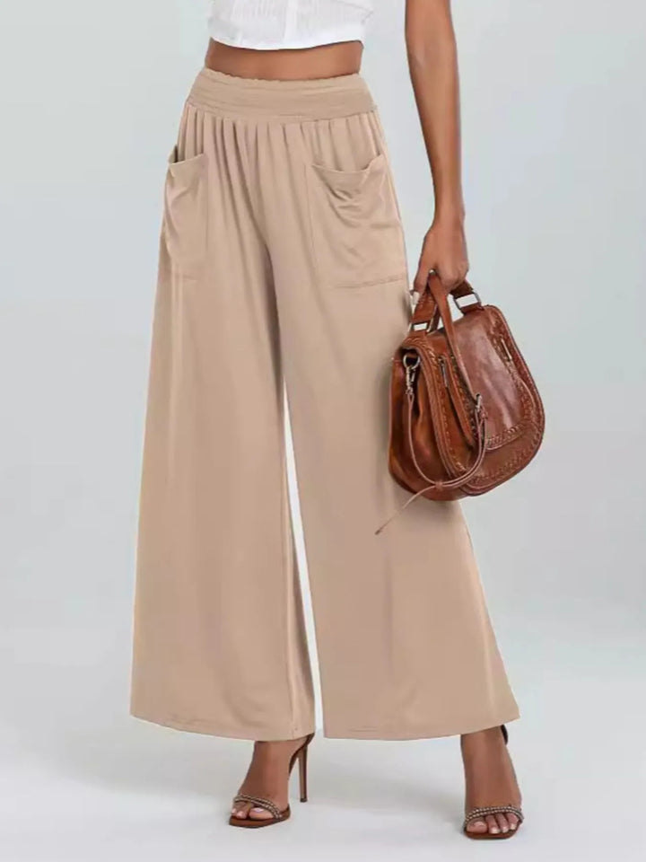 High - Waisted Wide Leg Pants with Pockets - Maka Boho