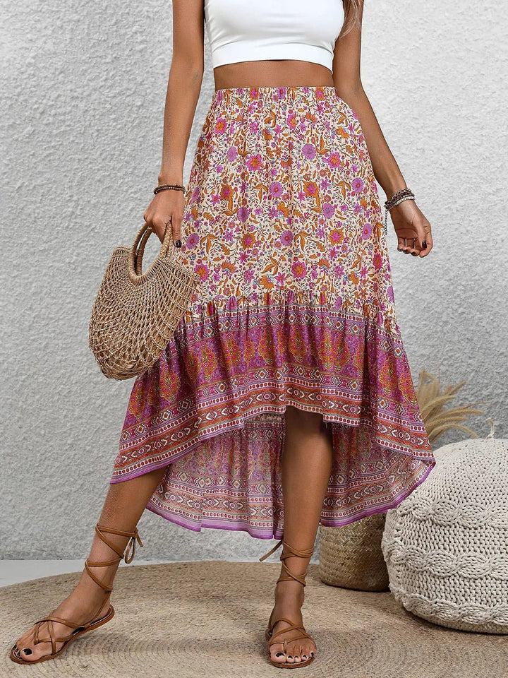 Perfee High - Low Elastic Waist Skirt - Maka Boho
