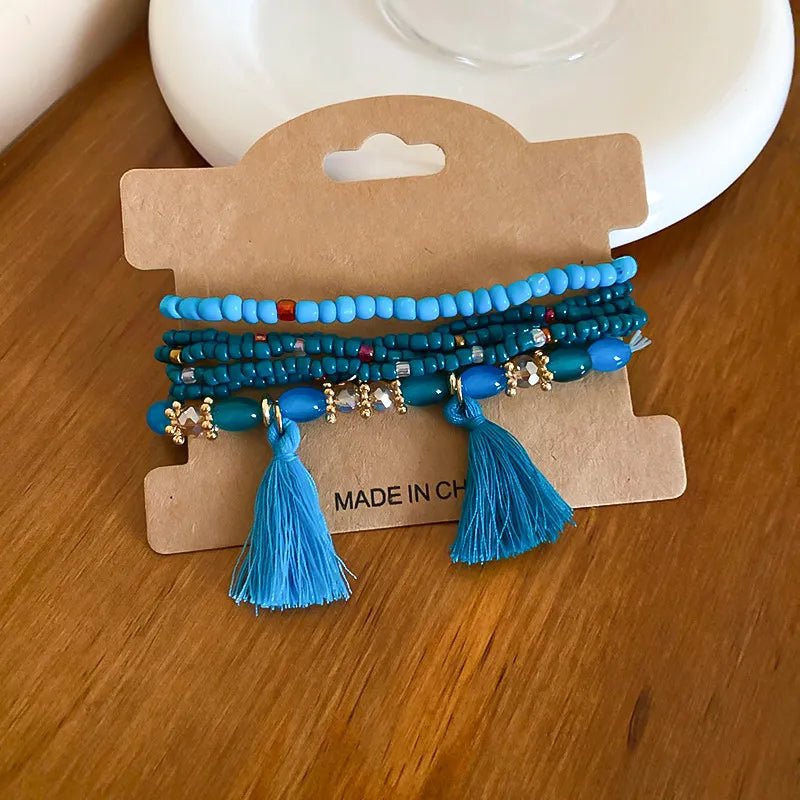 Tassel Rice Bead Bracelet - Maka Boho