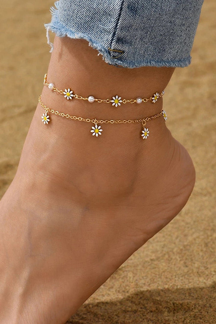 Gold Daisy Chain Anklet - Maka Boho