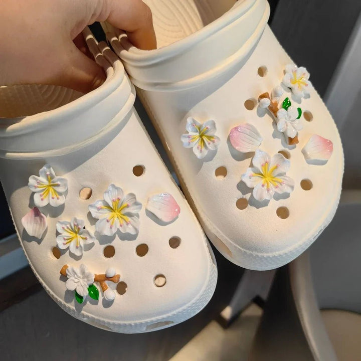 3D Cherry Flowers Set Shoe Charms Clogs Accessoriess DIY Slide Sandals Garden Shoe Decor Buckle Beach Bag Pins Girls Women Gifts - Maka Boho