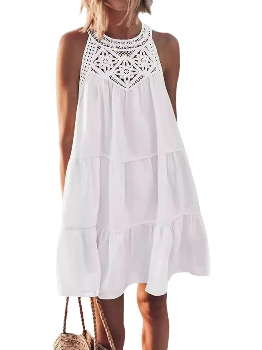 Crochet Lace Tiered Summer Dress - Maka Boho