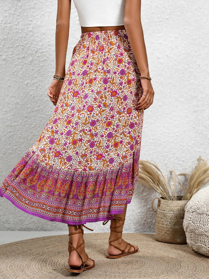 Perfee High - Low Elastic Waist Skirt - Maka Boho