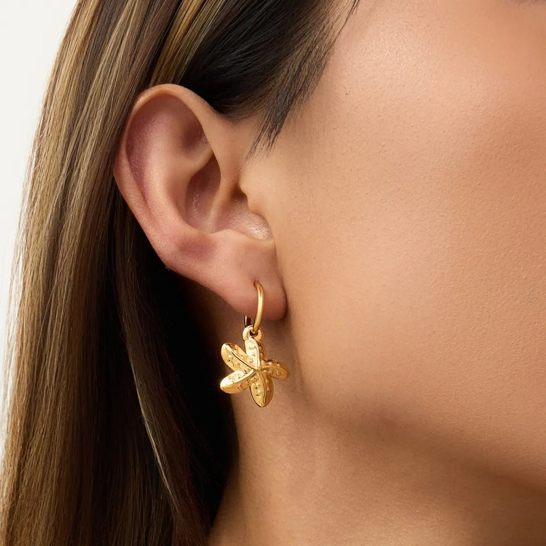 Vintage Gold Seashell & Starfish Drop Earrings - Maka Boho