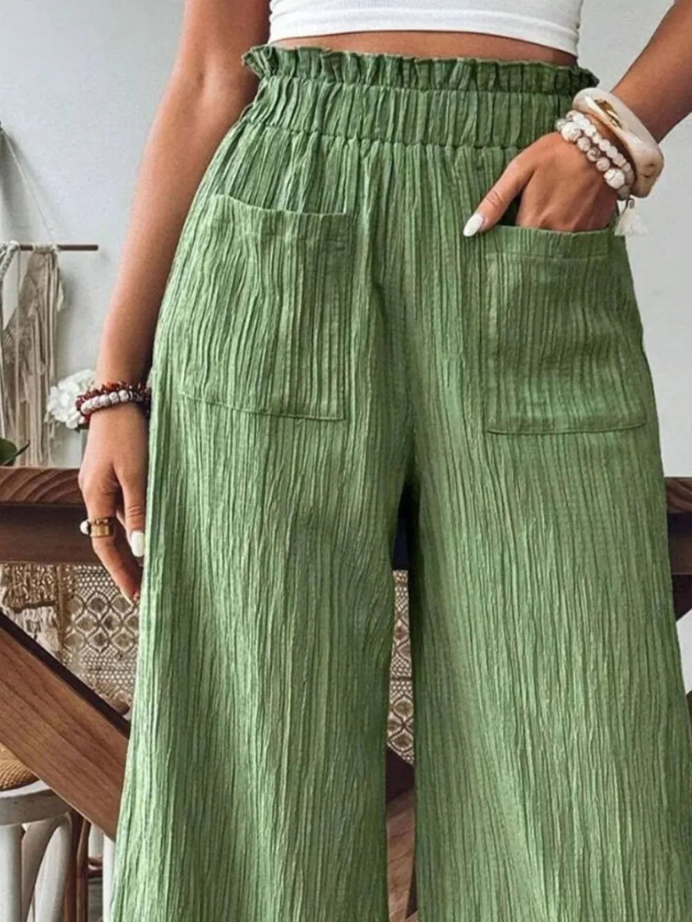 Frill Wide Leg Pants - Maka Boho