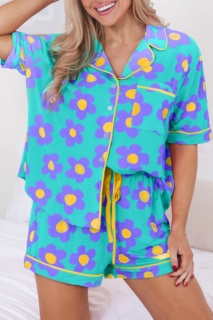 Pink Flower Pajama Set - Maka Boho