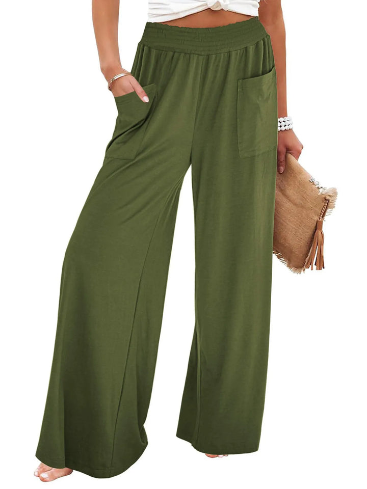 High - Waisted Wide Leg Pants with Pockets - Maka Boho