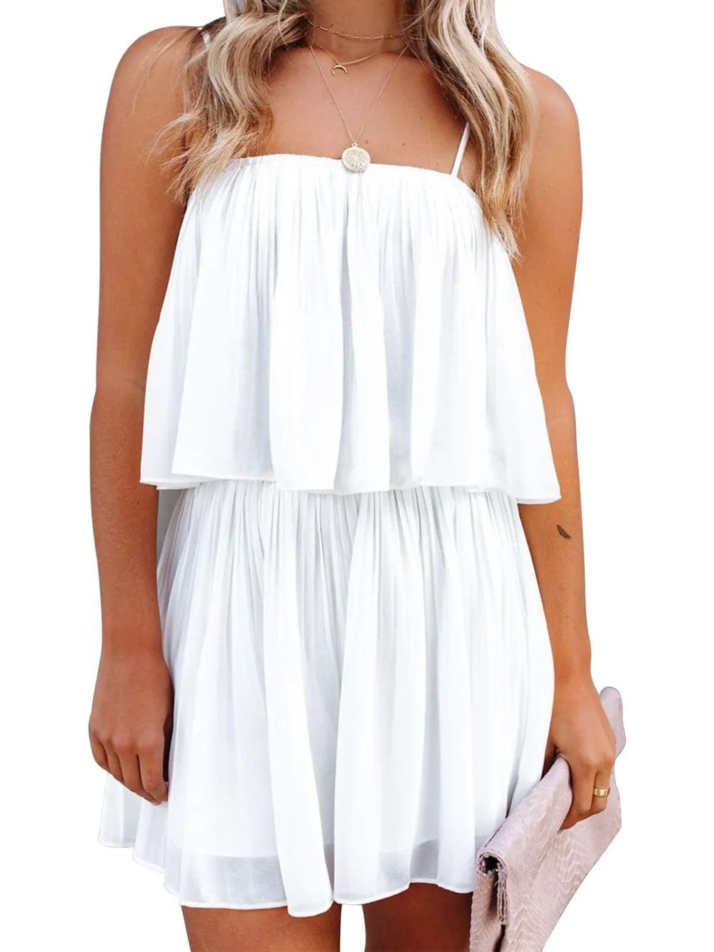 Ruched Spaghetti Strap Romper - Maka Boho