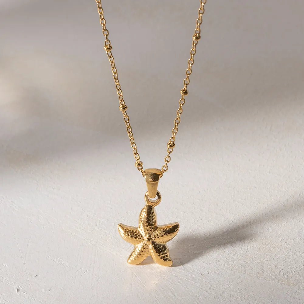 18K Gold Plated Starfish Pendant Necklace - Maka Boho