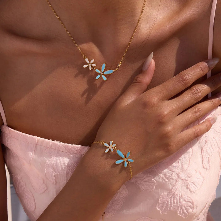 Resin Flower Necklace and Bracelet Jewelry Set - Maka Boho