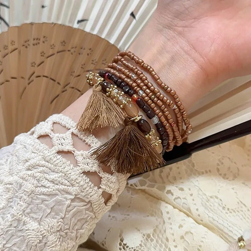 Tassel Rice Bead Bracelet - Maka Boho