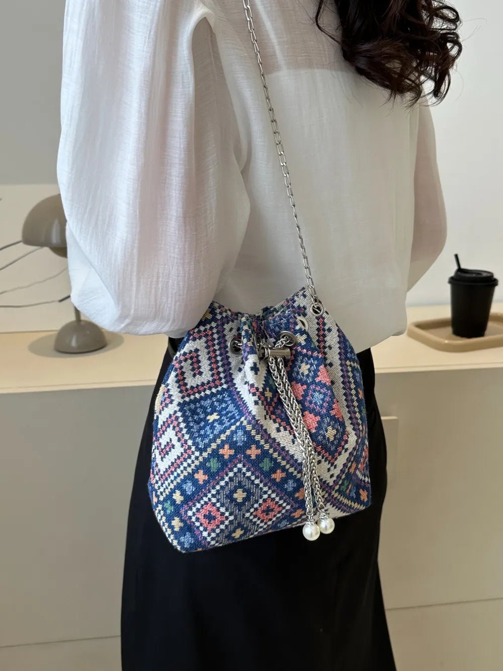 Printed Chain Bucket Bag - Maka Boho